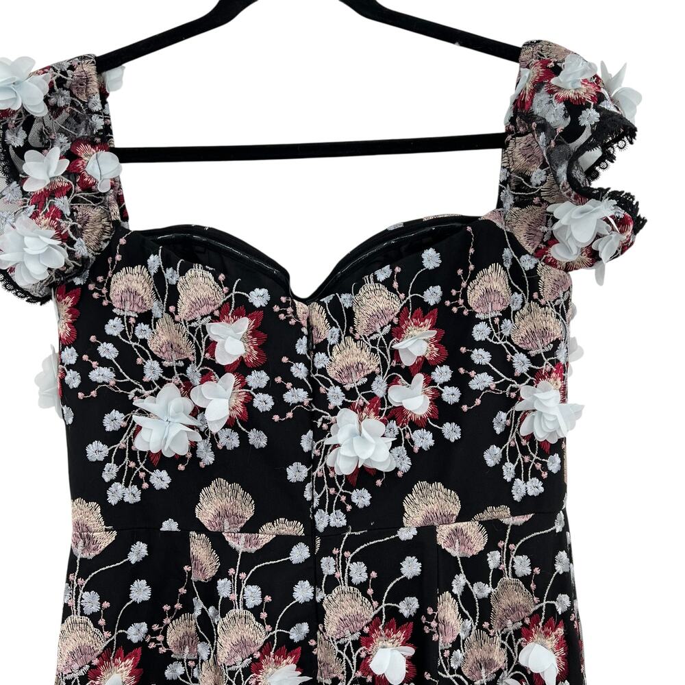 Dress the Population Tara Floral‎ Embroidered Black Multi Dress Size Large - Picture 7 of 12